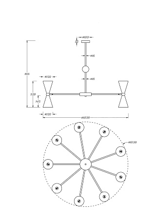Люстра на штанге Maytoni Vesper MOD108PL-18GB Люстра на штанге Maytoni Vesper MOD108PL-18GB