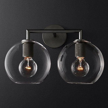 Бра Imperiumloft RH Utilitaire Globe Shade Double Sconce Black 44.540 123272-22 Бра Imperiumloft RH Utilitaire Globe Shade Double Sconce Black 44.540 123272-22