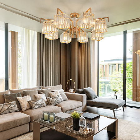 Люстра потолочная хрустальная  Eurosvet April 10126/8 золотой (a054450)