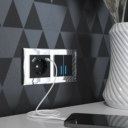 Сенсорный выключатель двухклавишный с подсветкой 1000 Вт Werkel W4520008 a057679 Сенсорный выключатель двухклавишный с подсветкой 1000 Вт Werkel W4520008 a057679