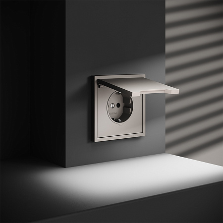 Розетка встраиваемая VOLTUM S70 с заземлением, защитными шторками и крышкой (кашемир) VLS040303 Розетка встраиваемая VOLTUM S70 с заземлением, защитными шторками и крышкой (кашемир) VLS040303