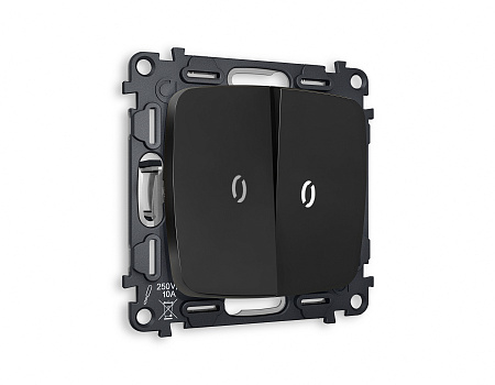 Комплект механизма 2-клавишного проходного выключателя с подсветкой 5600K Ambrella Volt OMEGA MO804035 Комплект механизма 2-клавишного проходного выключателя с подсветкой 5600K Ambrella Volt OMEGA MO804035