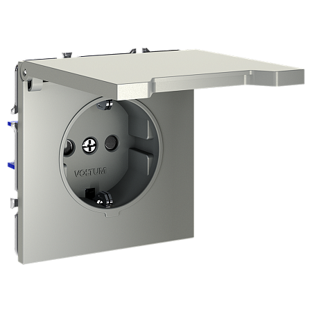 Розетка встраиваемая VOLTUM S70 с заземлением, защитными шторками и крышкой (шелк) VLS040304 Розетка встраиваемая VOLTUM S70 с заземлением, защитными шторками и крышкой (шелк) VLS040304