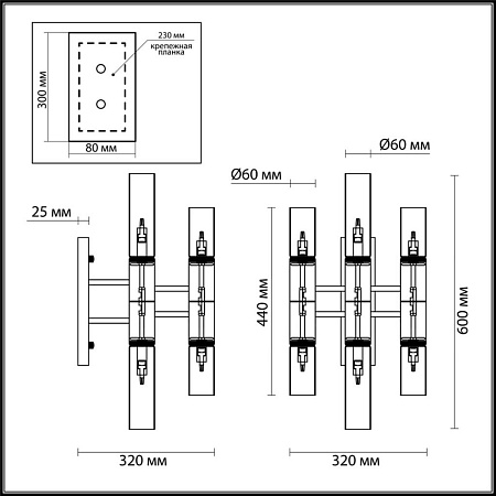 Настенный светильник Odeon Light Peka 4690/6W