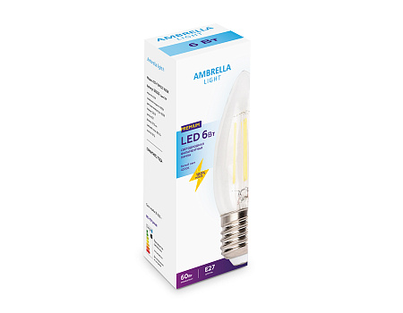 Филаментная лампа Filament LED C37-F 6W E27 4200K (60W)