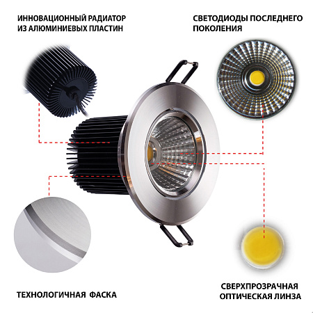 Светильник встраиваемый светодиодный MW-Light Круз 637013901