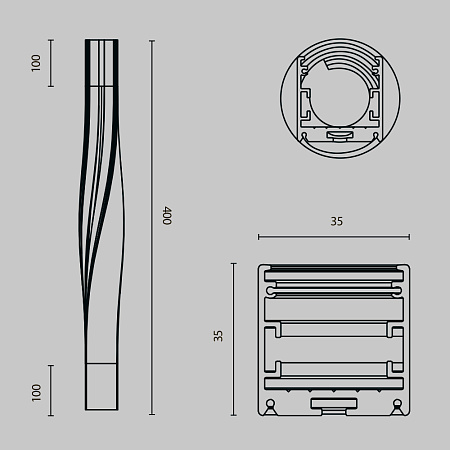 Радиусный профиль 35x35 Twist правый Maytoni ALM-3535R-B-TR-90°-0.4M