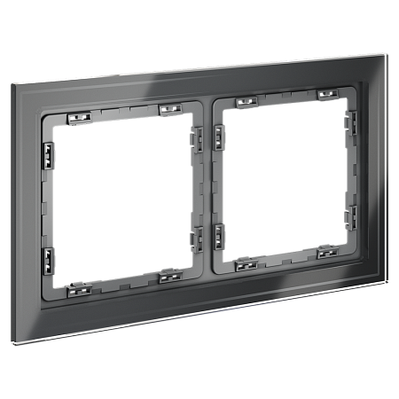Рамка стеклянная VOLTUM S70 на 2 поста, (графит, стекло) VLS110207