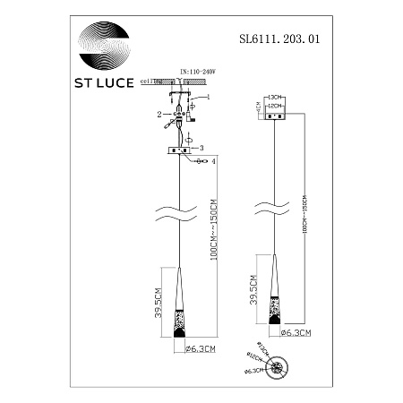 Светильник светодиодный подвесной ST Luce SOLLEN SL6111.203.01
