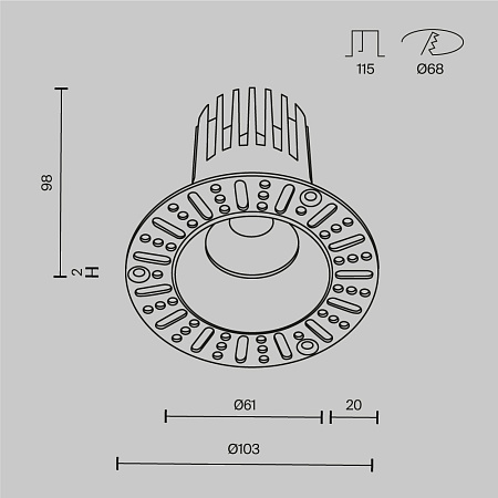 Светильник встраиваемый светодиодный Maytoni Dip DL121-15W-2.7K-TRS-B