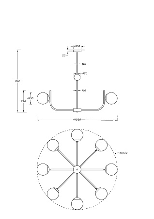 Люстра на штанге Maytoni Rendez-vous MOD109PL-08BS Люстра на штанге Maytoni Rendez-vous MOD109PL-08BS