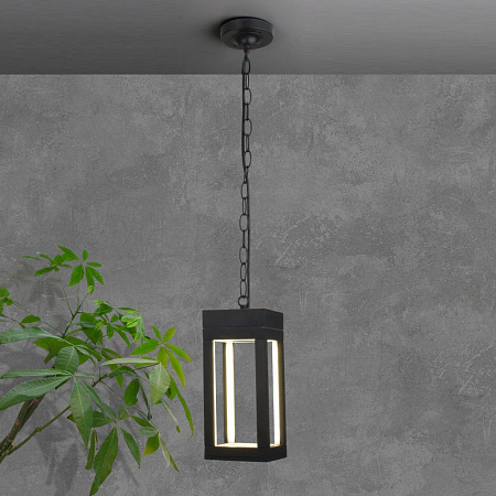 Уличный подвесной светодиодный светильник Elektrostandard Frame 1528 TECHNO LED Черный a051857