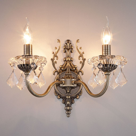 Бра Eurosvet Elisha 3281/2 античная бронза/прозрачный хрусталь Strotskis 00000065239