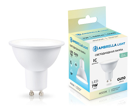 Лампа светодиодная MR16 7W GU10 4000K 38° Ambrella light 190714