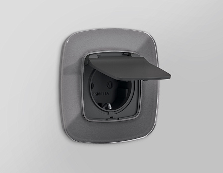 Лицевая панель для электрической розетки с заземлением со шторками и крышкой IP44 QUANT Ambrella Volt OMEGA OP9080 Лицевая панель для электрической розетки с заземлением со шторками и крышкой IP44 QUANT Ambrella Volt OMEGA OP9080