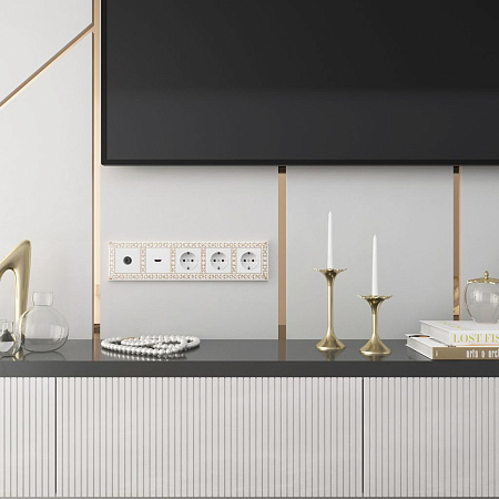 Рамка на 5 постов белое золото Werkel Antik W0051523 4690389158292 a050938 Рамка на 5 постов белое золото Werkel Antik W0051523 4690389158292 a050938