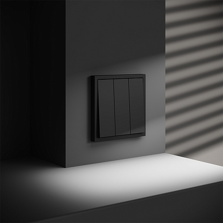 Выключатель встраиваемый VOLTUM S70 трехклавишный (черный матовый) VLS030108 Выключатель встраиваемый VOLTUM S70 трехклавишный (черный матовый) VLS030108