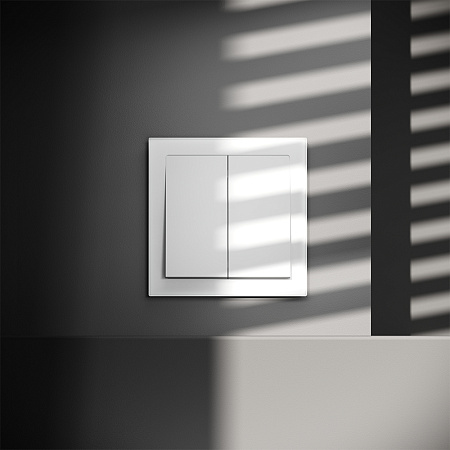 Выключатель встраиваемый VOLTUM S70 двухклавишный (белый матовый) VLS020102