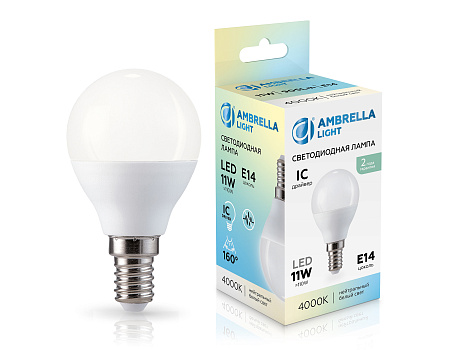 Лампа светодиодная 11W E14 4000K Ambrella light G45 451114