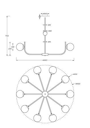 Люстра на штанге Maytoni Rendez-vous MOD109PL-10BS Люстра на штанге Maytoni Rendez-vous MOD109PL-10BS