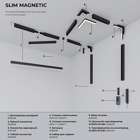 Трековый магнитный светодиодный светильник Elektrostandard Slim Magnetic 85002/01 черный (a067374)