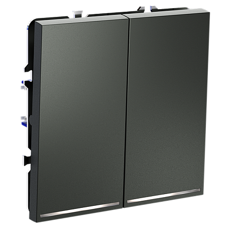 Выключатель встраиваемый VOLTUM S70 двухклавишный с подсветкой (титан) VLS020206 Выключатель встраиваемый VOLTUM S70 двухклавишный с подсветкой (титан) VLS020206