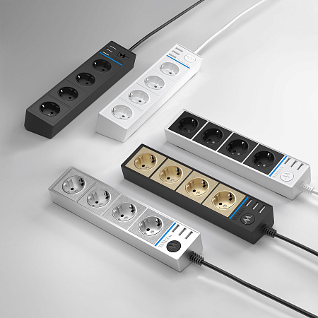 Розеточный блок 4-х местный + 3 USB Werkel WL20-04-03 белый a039974