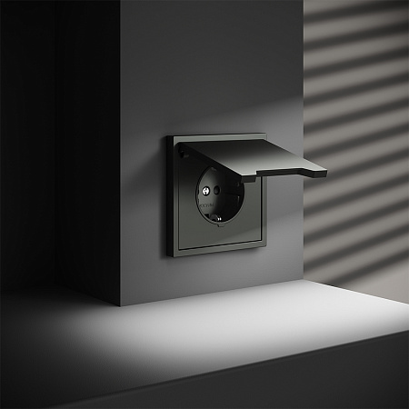 Розетка встраиваемая VOLTUM S70 с заземлением, защитными шторками и крышкой (титан) VLS040306 Розетка встраиваемая VOLTUM S70 с заземлением, защитными шторками и крышкой (титан) VLS040306