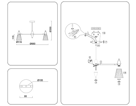 Люстра на штанге Ambrella light LH58114 Люстра на штанге Ambrella light LH58114