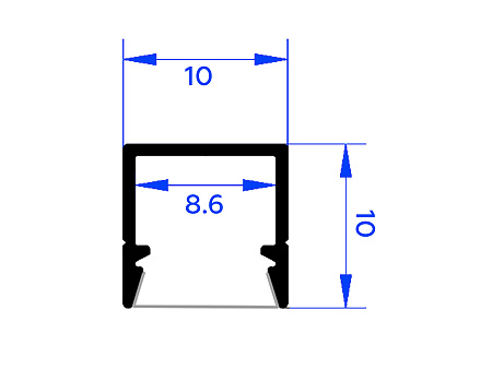 Профиль алюминиевый накладной 10*10 Ambrella light Illumination GP1650BK Профиль алюминиевый накладной 10*10 Ambrella light Illumination GP1650BK