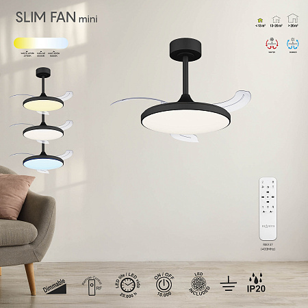 Люстра с вентилятором светодиодная Mantra SLIM FAN 9056