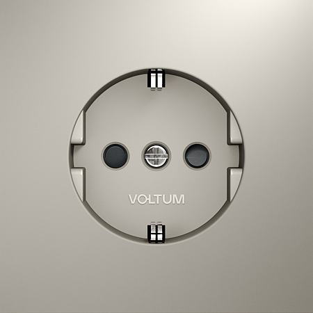 Розетка встраиваемая VOLTUM S70 с заземлением и защитными шторками, (кашемир) VLS040203