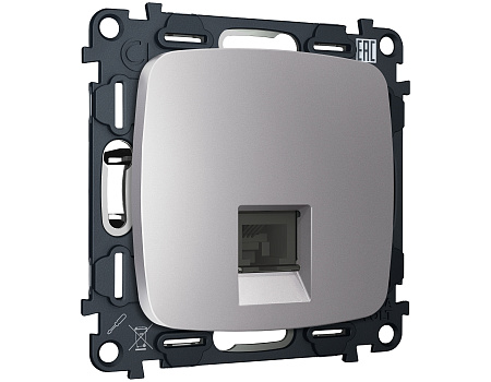 Комплект механизма компьютерной розетки RJ-45 (8P8C) CAT6A экранированной с защитной шторкой Ambrella Volt Omega MO512005 Комплект механизма компьютерной розетки RJ-45 (8P8C) CAT6A экранированной с защитной шторкой Ambrella Volt Omega MO512005