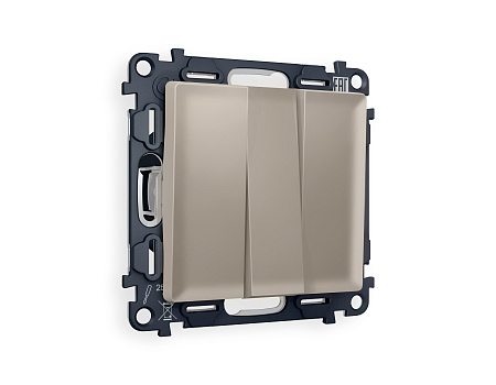 Комплект механизма 3-клавишного выключателя Ambrella Volt ALFA MA365010 Комплект механизма 3-клавишного выключателя Ambrella Volt ALFA MA365010