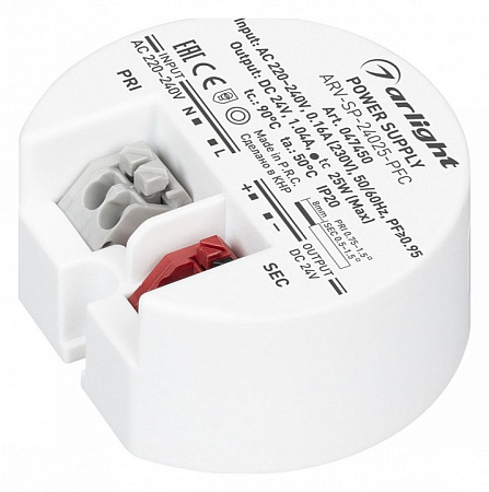 Блок питания для светодиодной ленты ARV-SP-24025-PFC (24V, 1A, 25W) (IP20 Пластик, 5 лет) Arlight 047450 Блок питания для светодиодной ленты ARV-SP-24025-PFC (24V, 1A, 25W) (IP20 Пластик, 5 лет) Arlight 047450