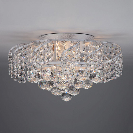 Хрустальная люстра Eurosvet Charm 16017/6 белый с серебром Strotskis 00000078615 Хрустальная люстра Eurosvet Charm 16017/6 белый с серебром Strotskis 00000078615