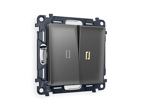 Комплект механизма 2-клавишного проходного выключателя с подсветкой 3200K Ambrella Volt ALFA MA654030