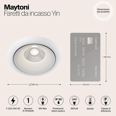 Светильник встраиваемый светодиодный Maytoni Yin DL031-2-L8W
