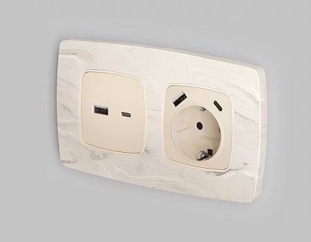 Лицевая панель для электрической розетки с/з со шторками 2USB A+C QUANT Ambrella Volt OMEGA OP3300 Лицевая панель для электрической розетки с/з со шторками 2USB A+C QUANT Ambrella Volt OMEGA OP3300