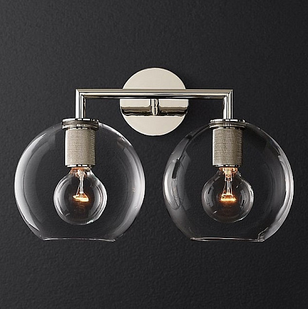 Бра Imperiumloft RH Utilitaire Globe Shade Double Sconce Silver 44.541 123274-22