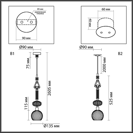 Светильник подвесной Odeon Light TERRA 5414/1C