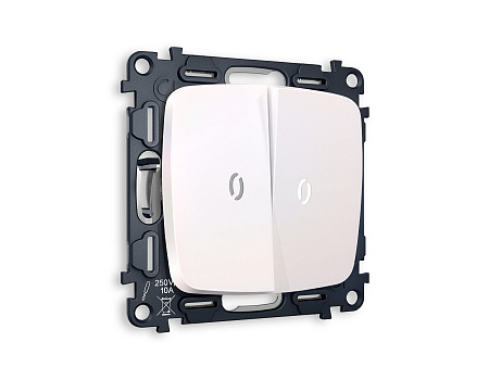 Комплект механизма 2-клавишного проходного выключателя с подсветкой 5600K Ambrella Volt OMEGA MO204035 Комплект механизма 2-клавишного проходного выключателя с подсветкой 5600K Ambrella Volt OMEGA MO204035