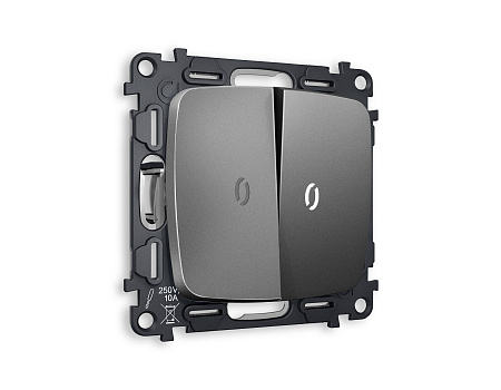 Комплект механизма 2-клавишного проходного выключателя с подсветкой 5600K Ambrella Volt OMEGA MO654035 Комплект механизма 2-клавишного проходного выключателя с подсветкой 5600K Ambrella Volt OMEGA MO654035