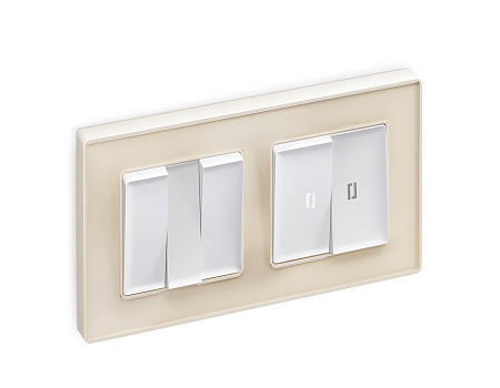 Комплект механизма 2-клавишного проходного выключателя с подсветкой 5600K Ambrella Volt ALFA MA124035