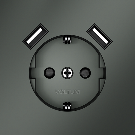 Розетка встраиваемая VOLTUM S70 с заземлением и защитными шторками, с USB, A+A, (титан) VLS040406 Розетка встраиваемая VOLTUM S70 с заземлением и защитными шторками, с USB, A+A, (титан) VLS040406