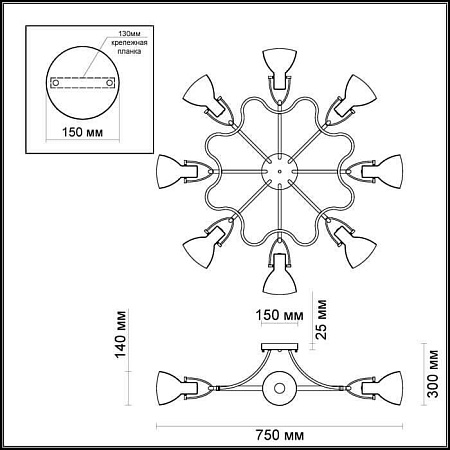 Потолочная люстра Odeon Light Credo 3952/8C