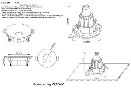 Светильник встраиваемый Crystal Lux CLT 004C1 CH