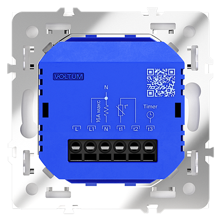 Терморегулятор электронный VOLTUM S70 с индикацией и датчиком, для теплого пола, (белый глянцевый) VLS070101