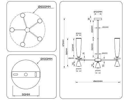 Люстра на штанге Ambrella light High light LH75371 Люстра на штанге Ambrella light High light LH75371