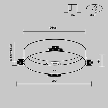 Основание для безрамочной установки светильника Zon в ГКЛ Maytoni Downlight DLA032-TRS36-W